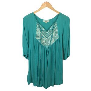 WS981 Women’s YA Los Angeles Trendy Boho Aztec Hippie Blouse Top M